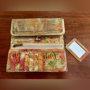 Hobo International Floral Trifold Snakeskin Wallet w/ mirror